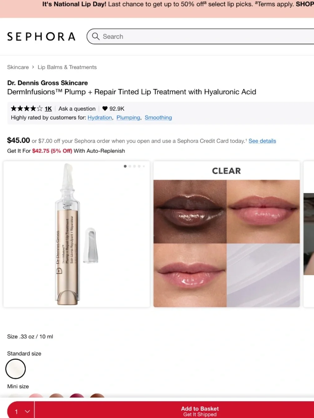 Dr Dennis Gross 3D visible plump + repair Clear 0.33 fl oz 10 ml New in Package